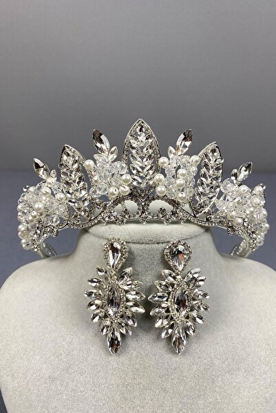 Limelia Coroană de mireasă cu henna brodata cu mărgele Jabbah din argint ster...