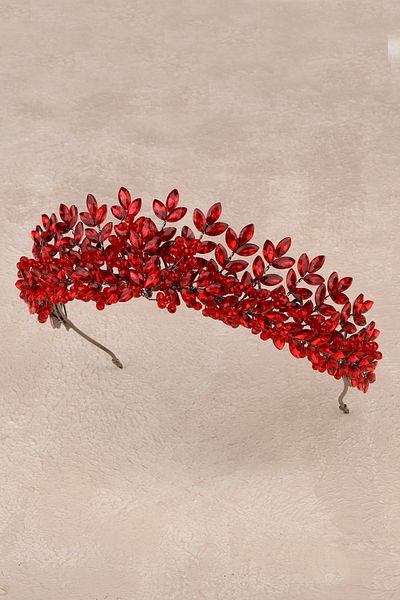 Hayalperest boncuk Costum de mireasa cu model frunze elegante - Coroana burgundy Henna Night