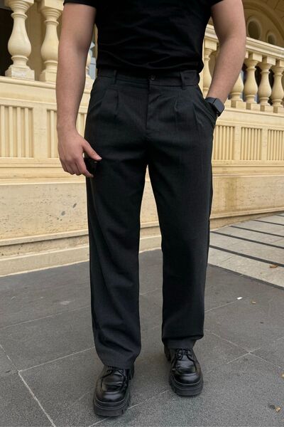 Livio Ferri Erkek Kumaş Baggy Kalıp Pileli Pantolon