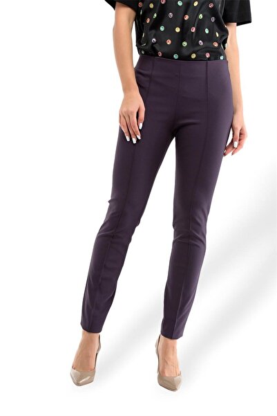 Escada Sport Yandan Fermuarlı Dikişli Mor Likralı Pantolon