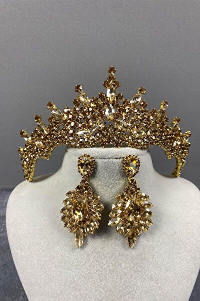 ESPEREST طقم تاج الحناء وحلق مكوك من حجر طوكيو