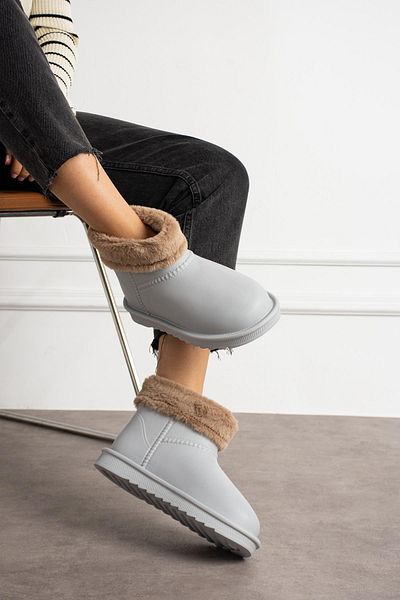 ShoeTek Lirse Grey Fur Rain Boots - Γυναικείο εσωτερικό και γιακά