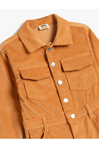 Koton Gömlek Yaka Uzun Kollu Kadife Tulum