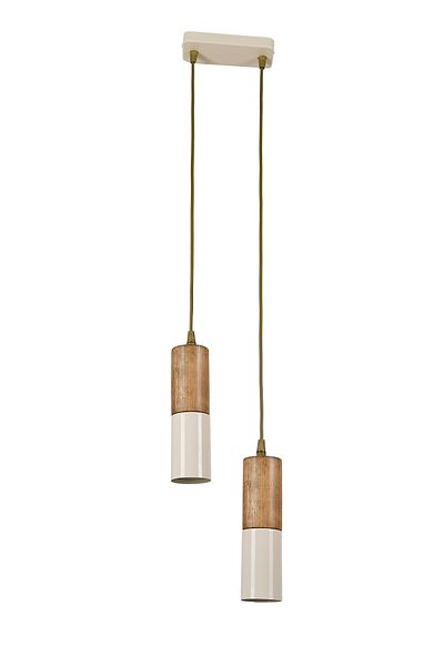 Bozyaka Aydınlatma Tirso 2-piece Decorative Metal and Wooden Ceiling Pendant Lamp - Daylight Led Bulbs