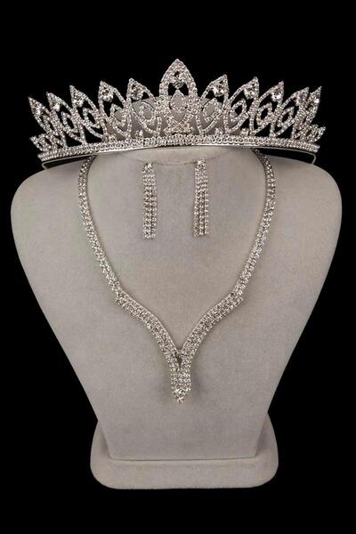 Limelia Set de cercei și colier de rochie de seară cu piatră de cristal Hira ...