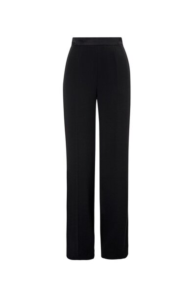 Escada Yüksek Bel Boru Paça Siyah Klasik Pantolon