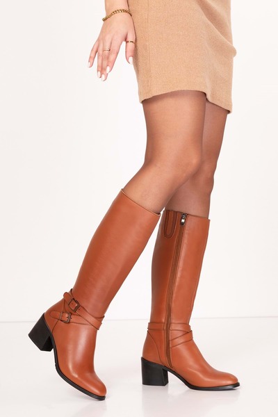 Gondol Hakiki Deri Klasik Topuklu Çizme Bel.1666