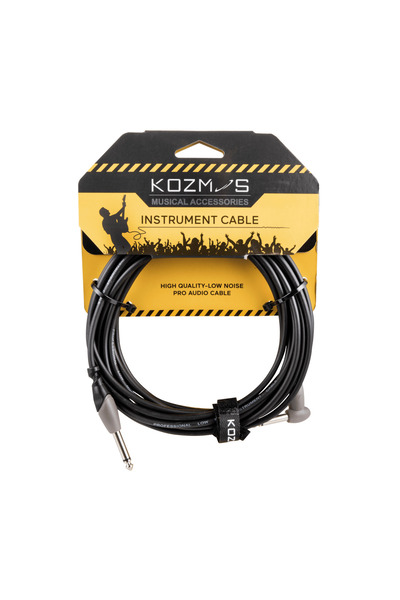KOZMOS Kcl-156-6m Siyah-gri 6 Metre Açılı Gitar Enstrüman Kablosu