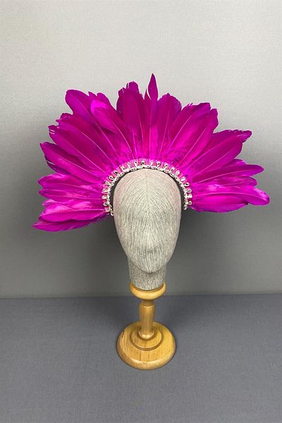Hayalperest boncuk Dali Feathered Stoned Bridal Henna Crown Accessory
