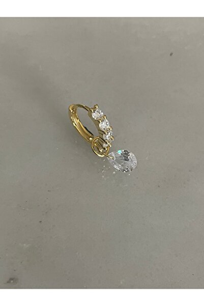 Sade Accessory Ucu Tek Kristal Taşlı Halka Küpe