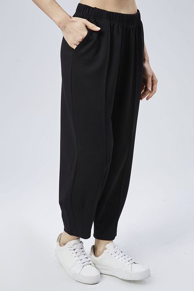 soBasic Pantaloni de sport Shalwar Jogger modal negru cu textura moale - SIX-L