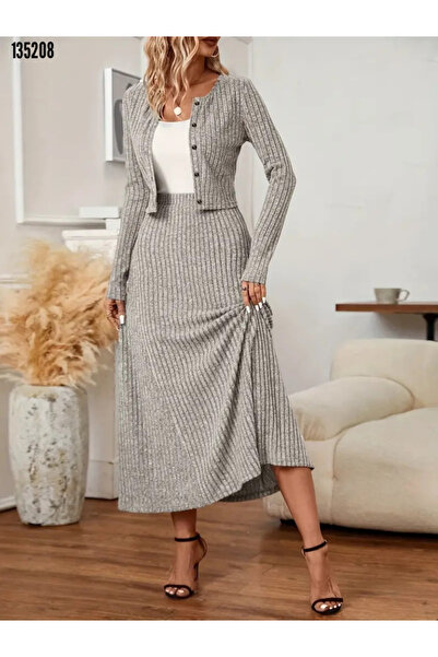 Kokosh moda Women's Long Sleeve Blouse and High Waist A-Line Long Skirt Set -...