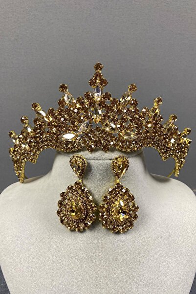 Limelia طقم تاج الحناء وحلق مكوك من حجر طوكيو