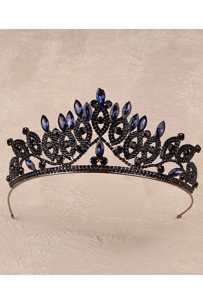 Hayalperest boncuk Cristal Stone Bridal Queen Crown Coroana Printesa Stralucitoare Coroana Nunta Mireasa Albastru