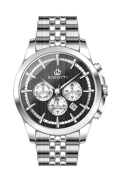 Bigotti Bg.1.10468.6 All Functions Active 5 Atm Water Resistant Steel Cord Metalic Color Male