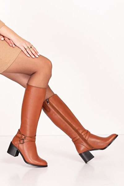 Gondol Hakiki Deri Klasik Topuklu Çizme Bel.1666