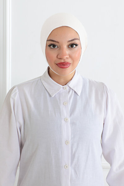 Melodi Scarf Γυναικείο καπό Hijab μεγάλου όγκου - Πρακτικό αντιολισθητικό καπό εκρού με σαγόνι κάτω από τον αυχένα και το πηγούνι