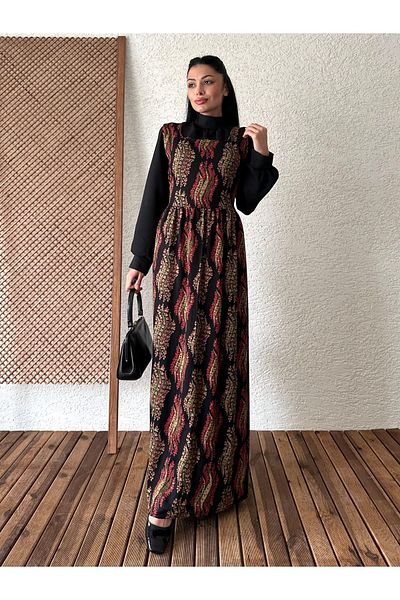 KÜÇÜĞÜM BUTİK Αμάνικο Gilet Viscose - Μαύρο κόκκινο λουλουδάτο μοτίβο