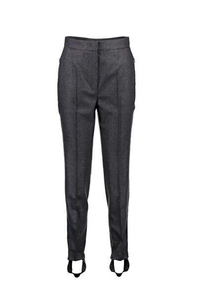 Escada Dikişli Yüksek Bel Dar Paça Gri Yün Ve Kaşmir Füzo Pantolon