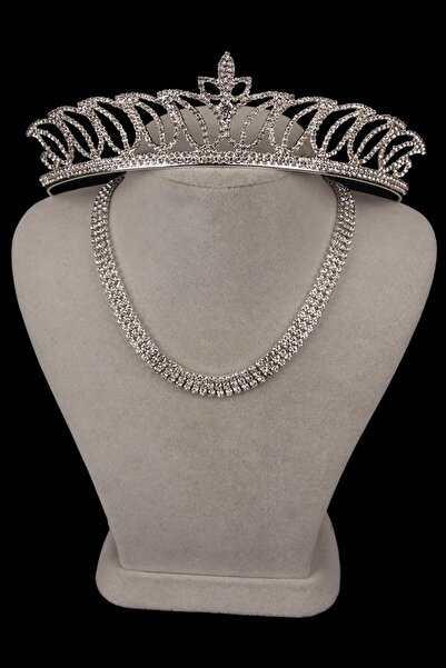 Limelia Κομψό βραδινό φόρεμα με κρύσταλλο 3 σειρών κολιέ και νυφικό στέμμα το...