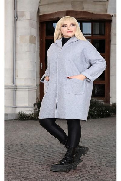 MODASTRO Gray Hooded Boucle Seasonal Coat
