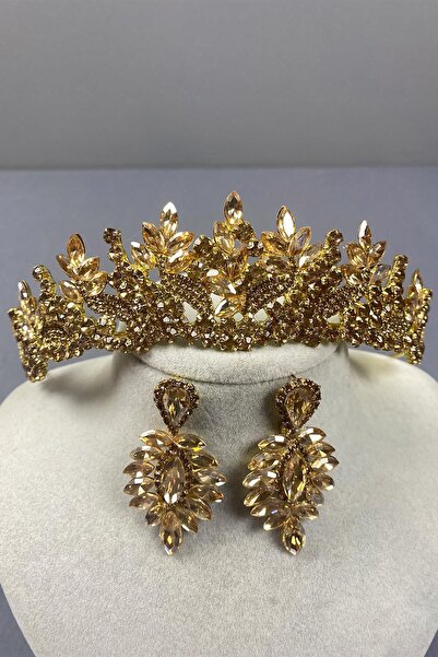 Limelia Set de cercei cu coroană și bijuterii pentru mireasă Bal Rengi Belur