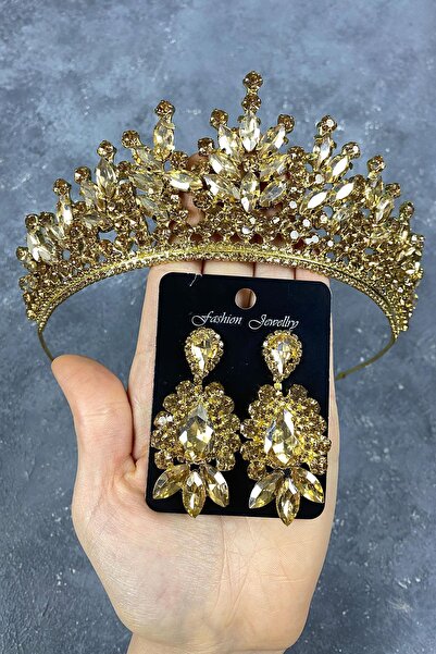 Limelia Σκουλαρίκια με χέννα νυφική ​​τιάρα και μοτίβο με μέσο με χρώμα μέλι ...