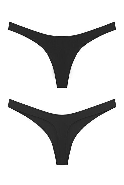 Laserias Kadın Dikişsiz Lazer Kesim İz Yapmayan Tanga Külot Siyah 5li Paket