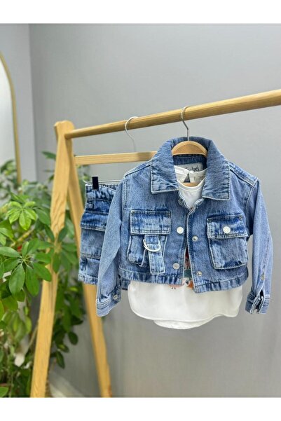 Escabel سترة جينز بجيب للفتيات بعمر 1-5 سنوات 24243 أزرق دينم