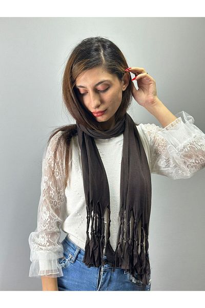 Gönülden Tasarım Unisex Κασκόλ με κόμπο - 140x45 cm Καφέ