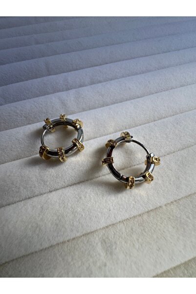 ESMECO Zircon Stone Steel Hoop Earrings