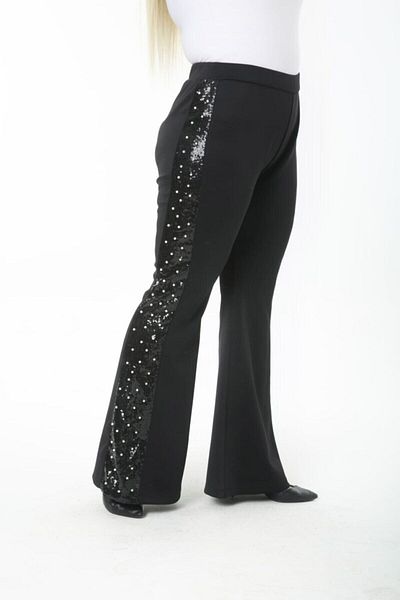 Esina Women's Diving / Scuba Fabric Trousers with Pearls and Sequins