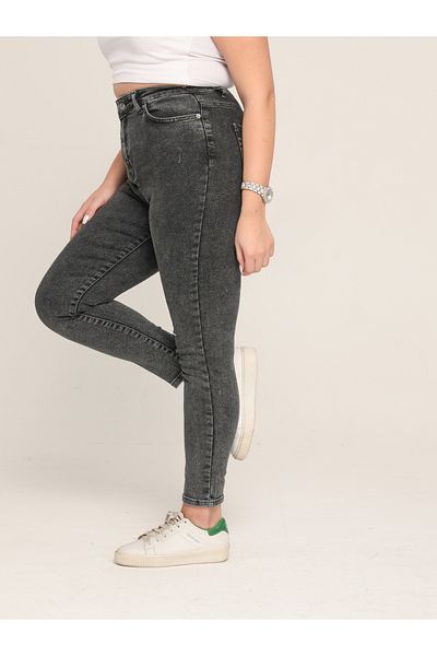 XBELLA DENİM Large Size Smoked Shipping Slim Bear Super Licra Jeans