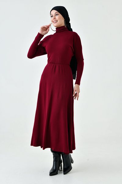 4S1B FASHION Rochie musulmană din țesătură acrilică elastică, cu mânecă lungă, cu mânecă lungă, 134