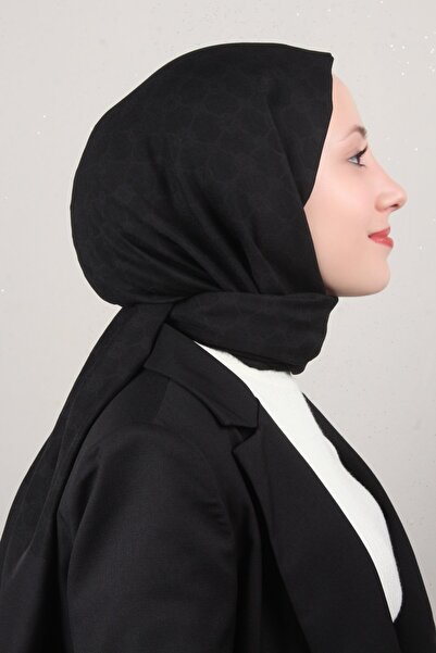 Aker Elegance Monogram Şal 4108-16 Siyah