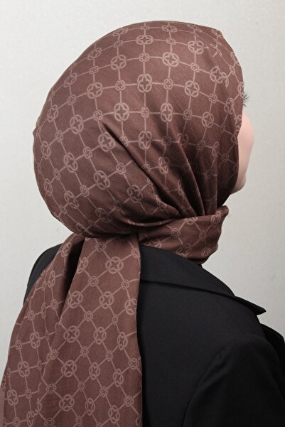 Aker Elegance Monogram Şal 4108-1 Kahve