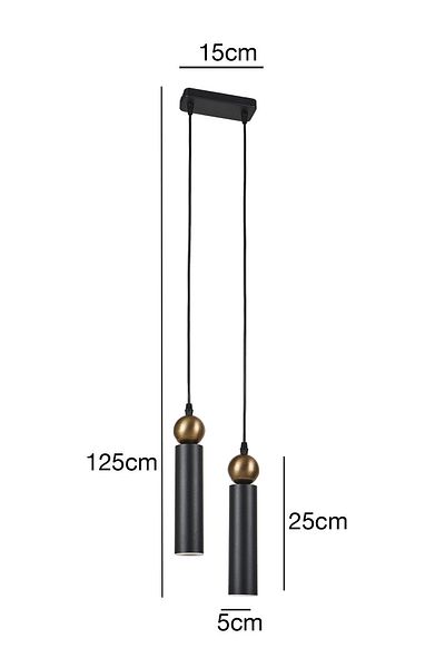 Bozyaka Aydınlatma Sparg 2-Piece Metal Ceiling Pendant Lamp Double Color Black & Tumbled Modern Chandelier (Daylight Led Bulbs Included)