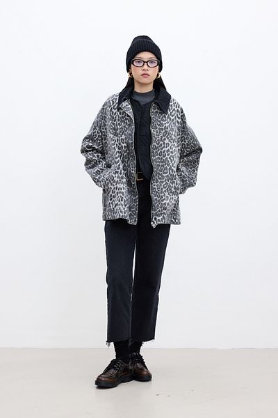 Manuka Jacke aus Gabardine mit Leopardenmuster
