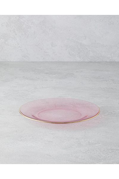 English Home 19 cm Pink Blaze Glass Cake Plate