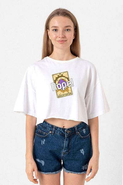 Tshirthane Wheel of Fortune Nope White Women's Crop T-Shirt