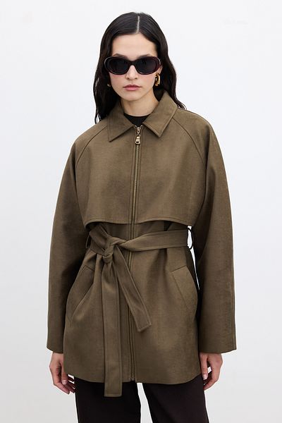 Manuka Jacke aus Wildleder im Trench-Stil – Khaki