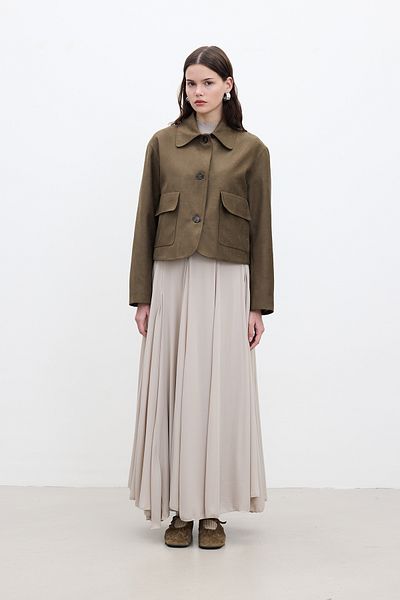 Manuka Kurze Wildlederjacke - SUNI Khaki