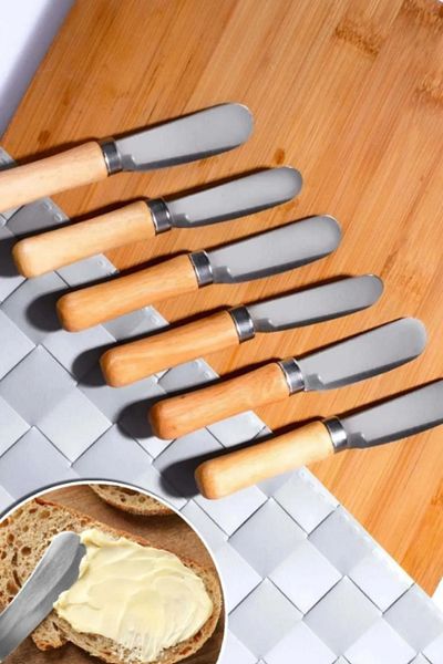 WAPPA 6 Pieces Luxury Butter Jam Breakfast Knife with Wooden Bamboo Handle 11cm Breakfast-Knife