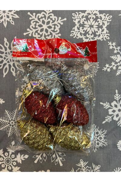 OKYANUSAYD 6 قطع من زينة عيد الميلاد المخروطية مقاس 7 سم يمكن تعليقها على شجر...