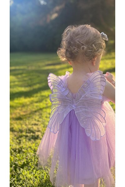 ALYRA Kız Çocuk Doğum Günü Özel Gün Kanatlı Tüllü Tütü Yazlık Party Elbise