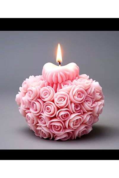 ares mum atölyesi DEKORATİF HEDİYELİK PAÇULİ KOKULU GÜLLÜ KALPLİ MUM