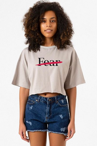 Tshirthane Stone Color Women's Crop Hoodie - Rolling Quartz Fearless