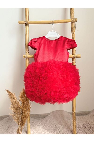 ALYRA Baby Girl Child Short Sleeve Tulle Tutu Special Day Party Birthday Princess Satin Evening Dress