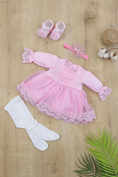 Sitilin French Lace Baby Girl Mawlid Dress and Wedding Dress Set - Stl6839