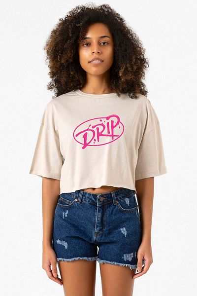 Tshirthane Babymonster Drip Beige Women's Crop T-Shirt